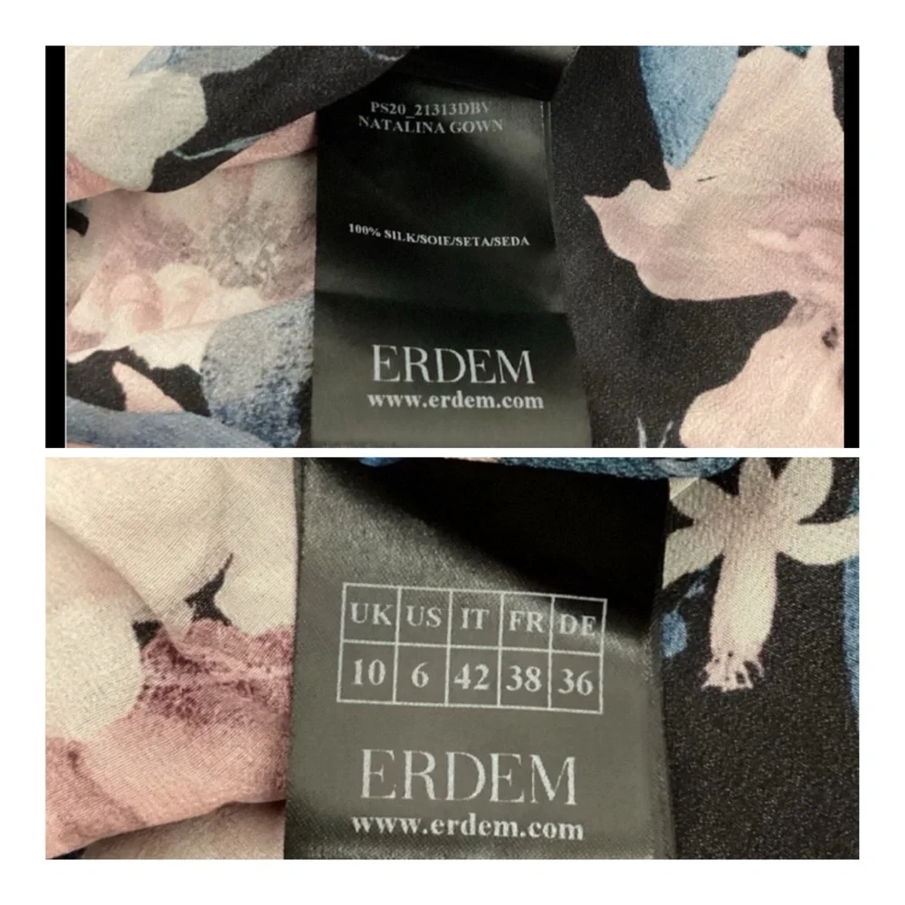 NWT ERDEM Natalina One-sleeve Silk-voile Floral Gown in Pink Dust Bouquet Sz 6 - Picture 14 of 17